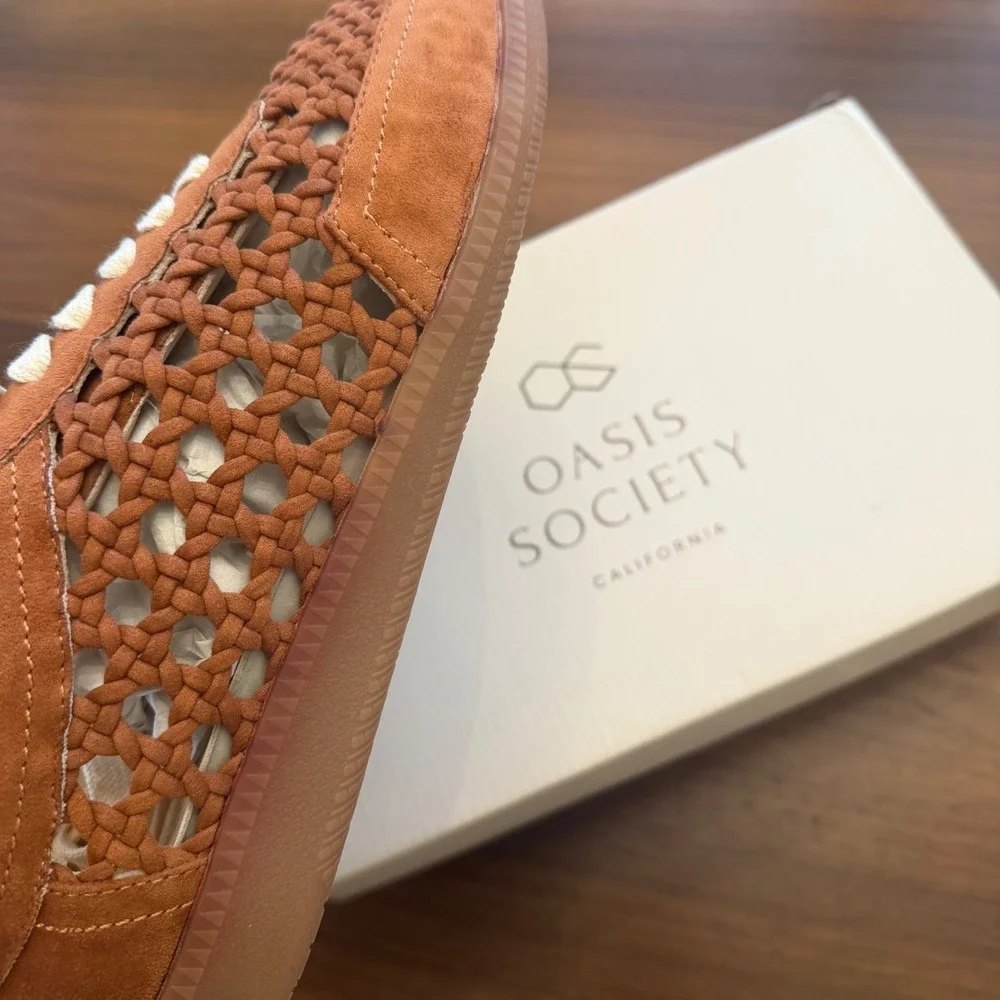 Oasis Society Sandy Crochet Sneakers Woven Lace Up Low Top Shoes Womens 8.5 - Picture 3 of 4